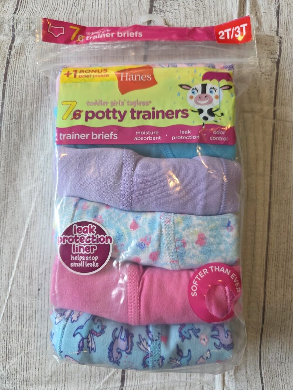 NEW Hanes Toddler Girls Size 2T/3T Potty Trainers Tagless Brief Underwear 7 Pack